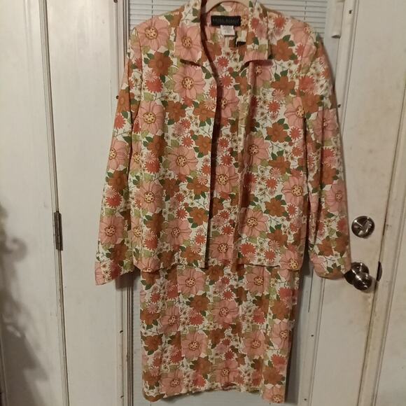 Harvé Benard Jackets & Blazers - Harve Benard Vintage Women's 2pc Dress Blazer Linen Blend Size 14 White Floral